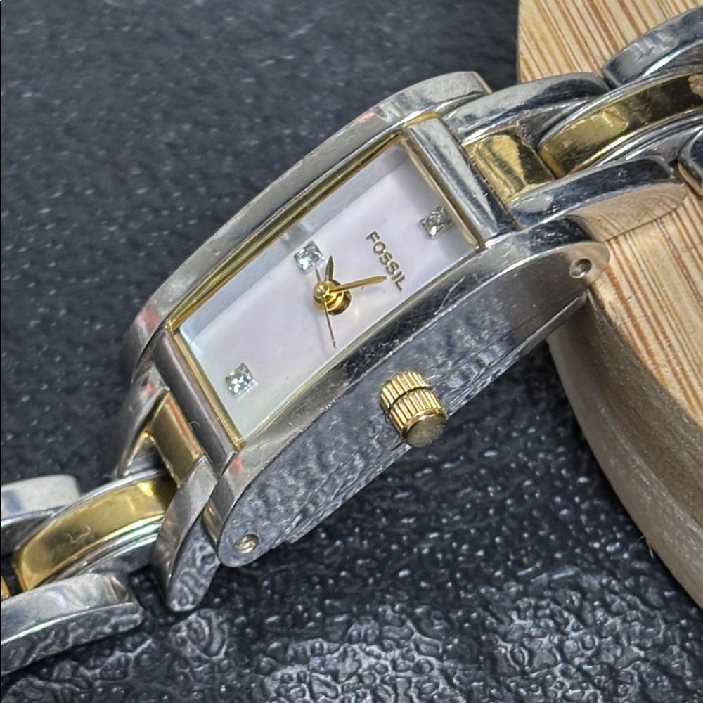 Fossil Women's Two Tone Rectangular Silver Gold W… - image 4